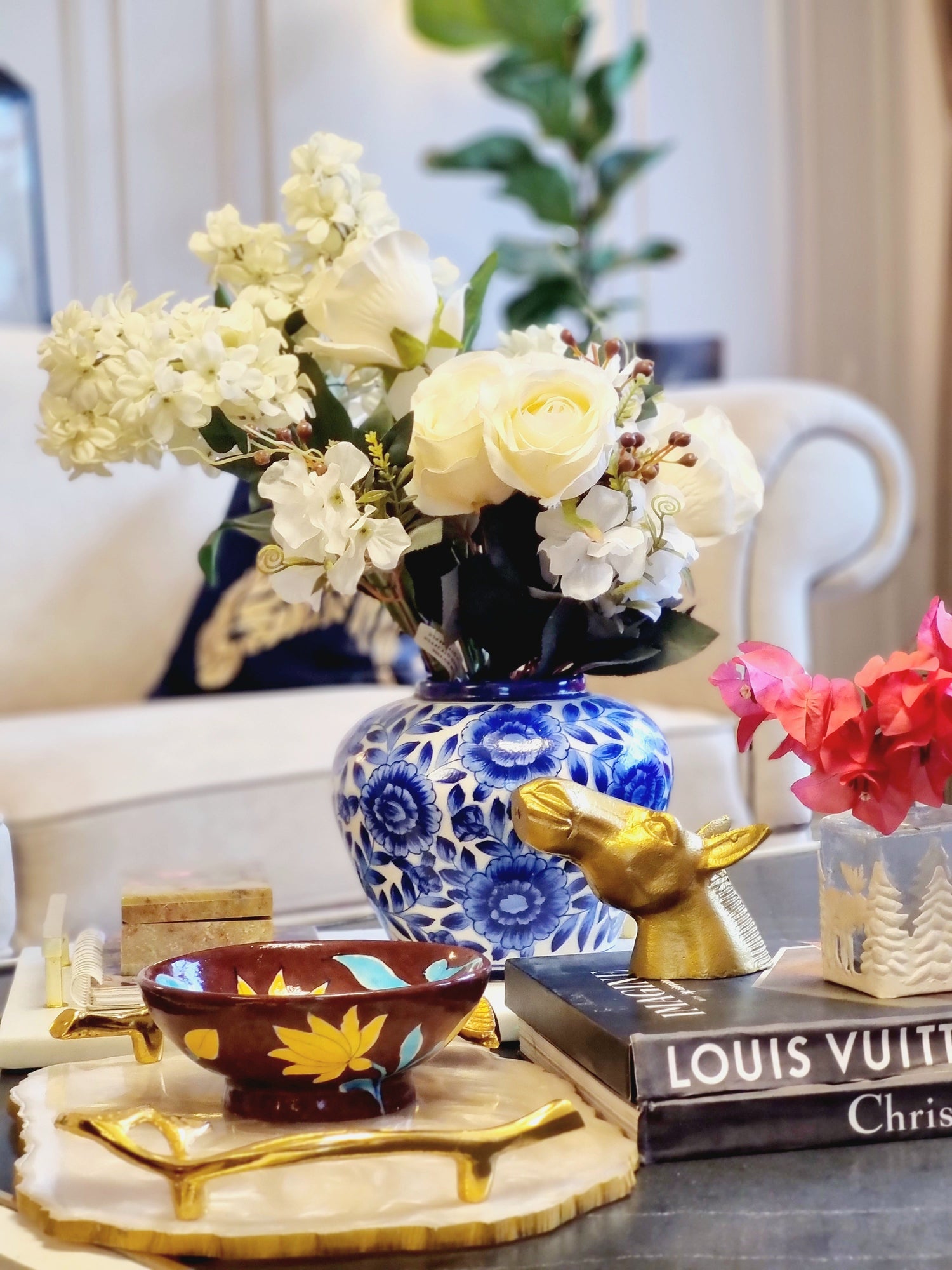 Indigo Floral Handpainted Jar