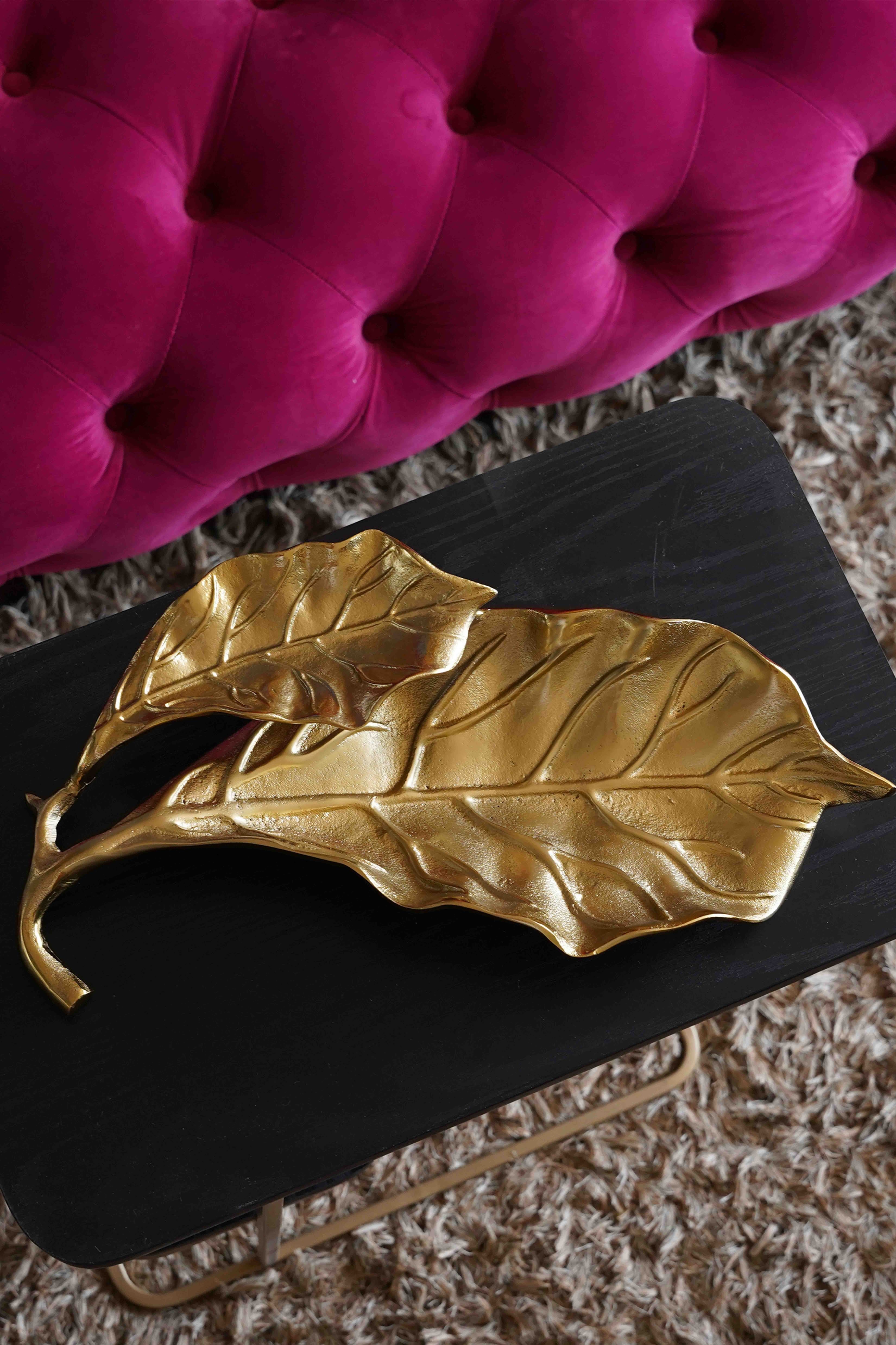 Champagne Fossil Leaf Decor Tray