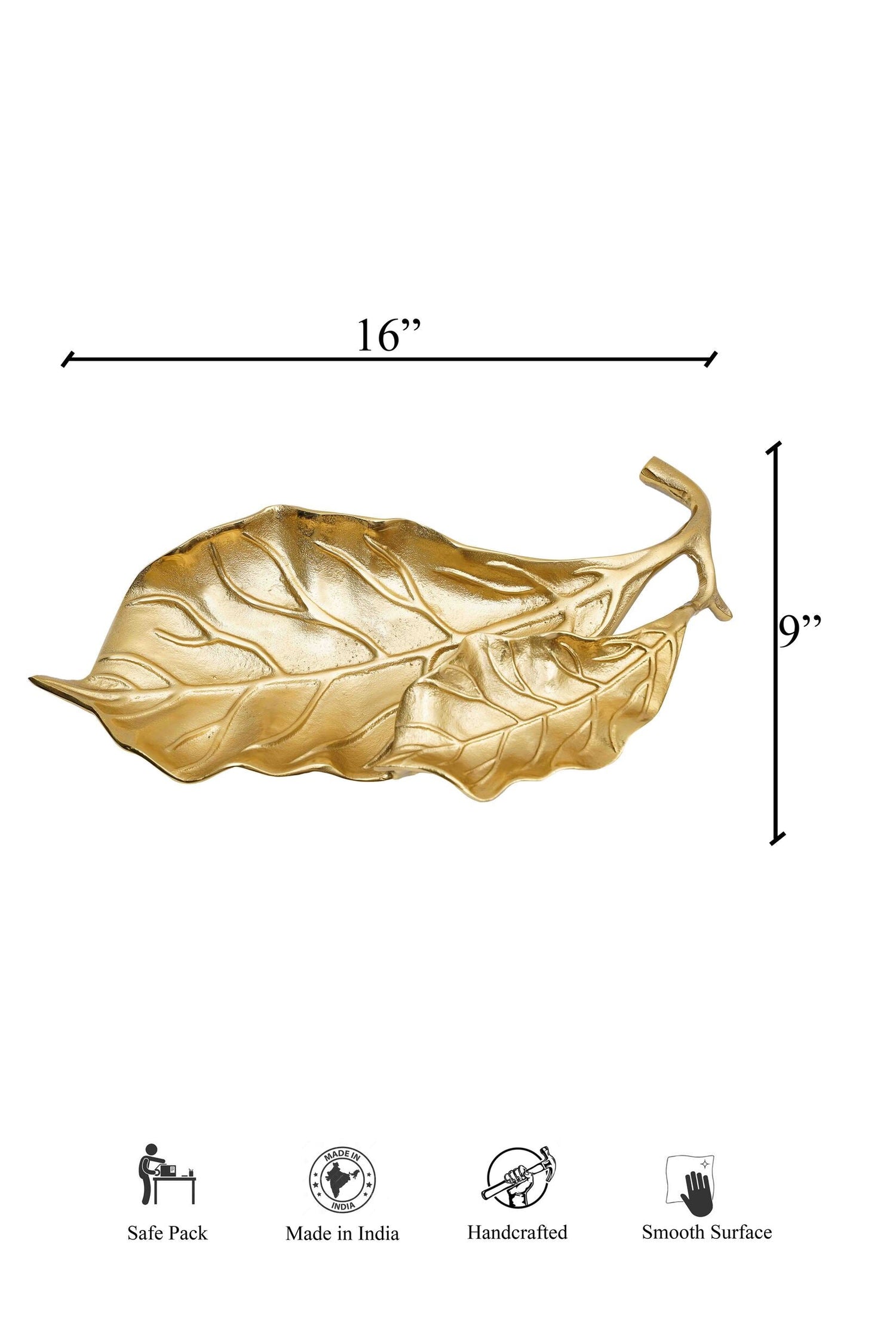 Champagne Fossil Leaf Decor Tray