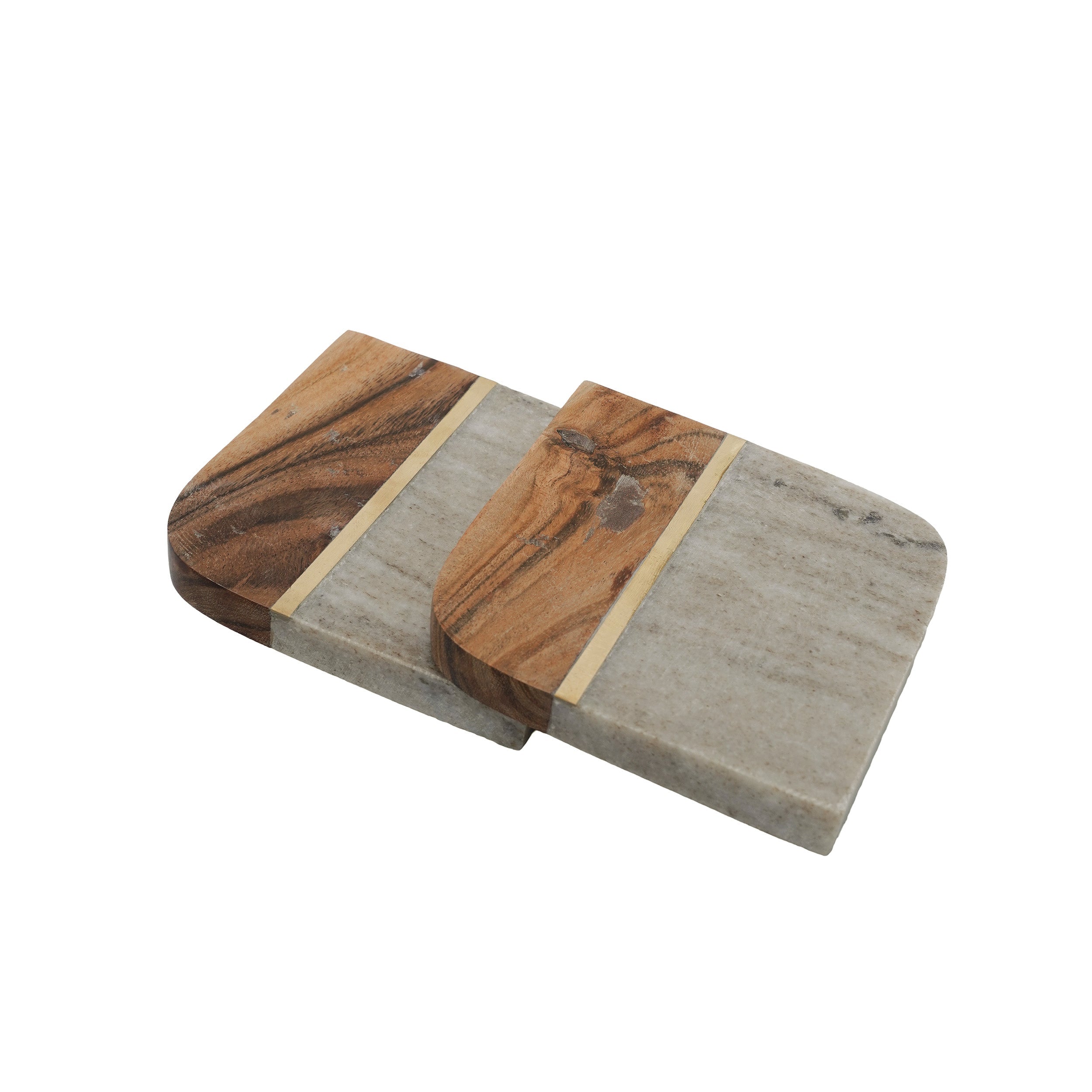 Square Wood and Marble Coasters