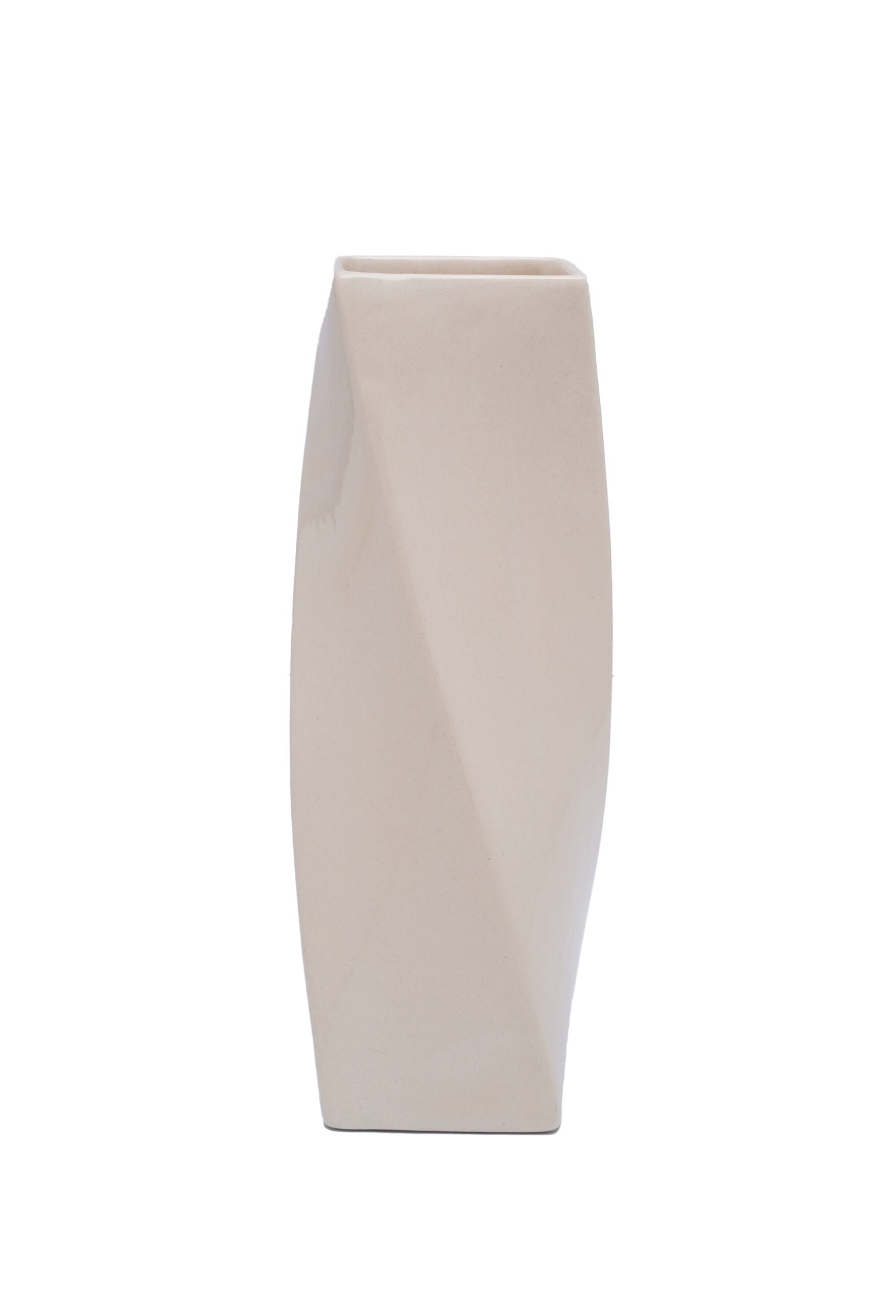 White Ceramic Twisted Vase