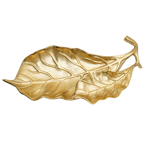 Champagne Fossil Leaf Decor Tray