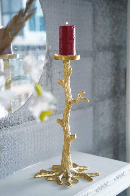 Golden Shoot Metal Candleholder