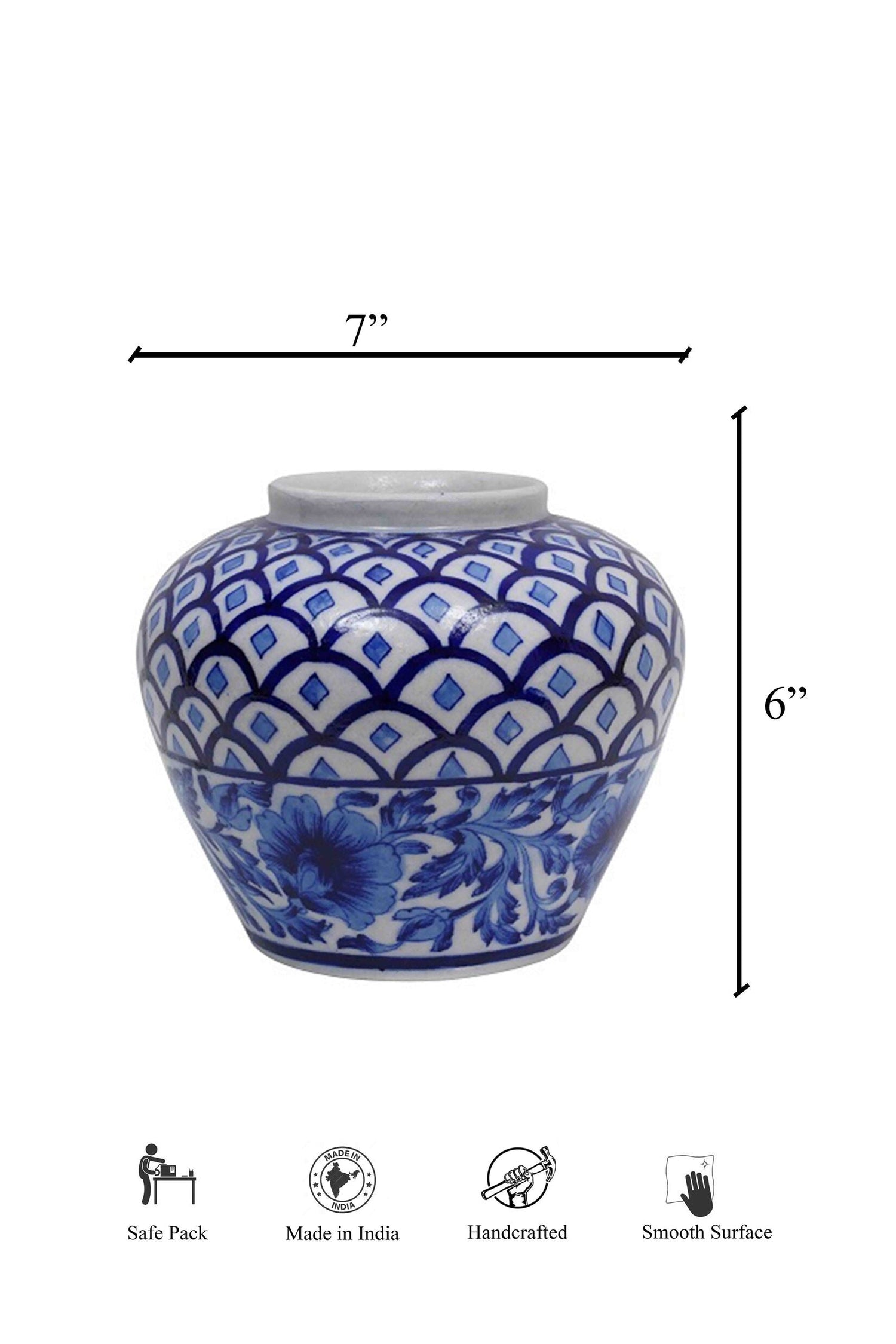 Cerulean Handpainted  Vase