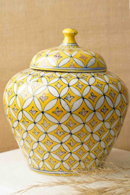 Yellow Garden Handpainted Jar