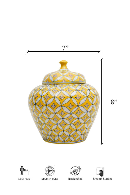 Yellow Garden Handpainted Jar