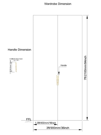 Linear Branch Wardrobe Door Handle