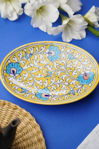 Nalini yellow Blue pottery  tray