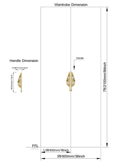 Oak Leaf Wardrobe Door Handle  (Set of 2)