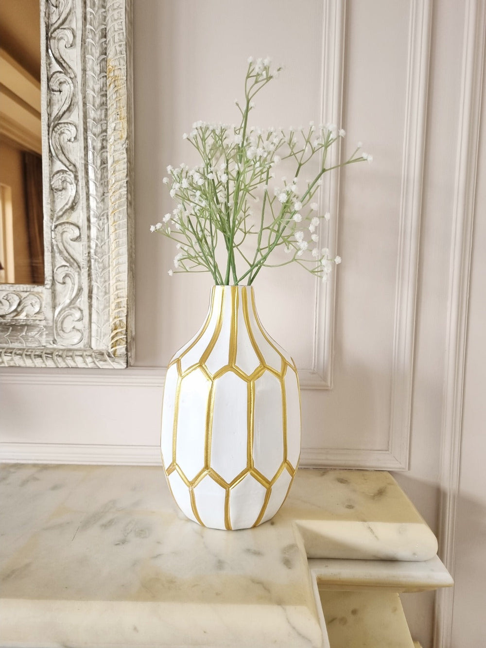 White &amp; Gold Vase