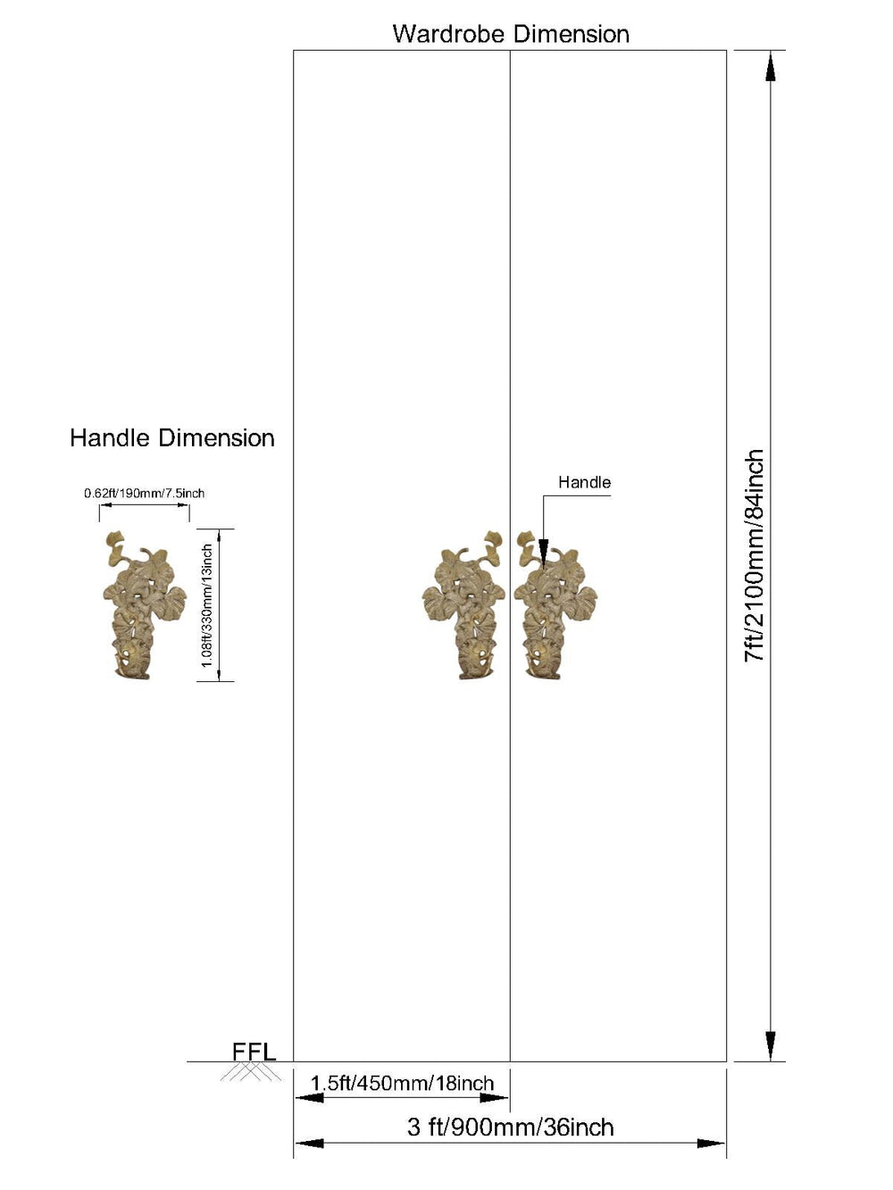 Golden Lilac Wardrobe Door Handle