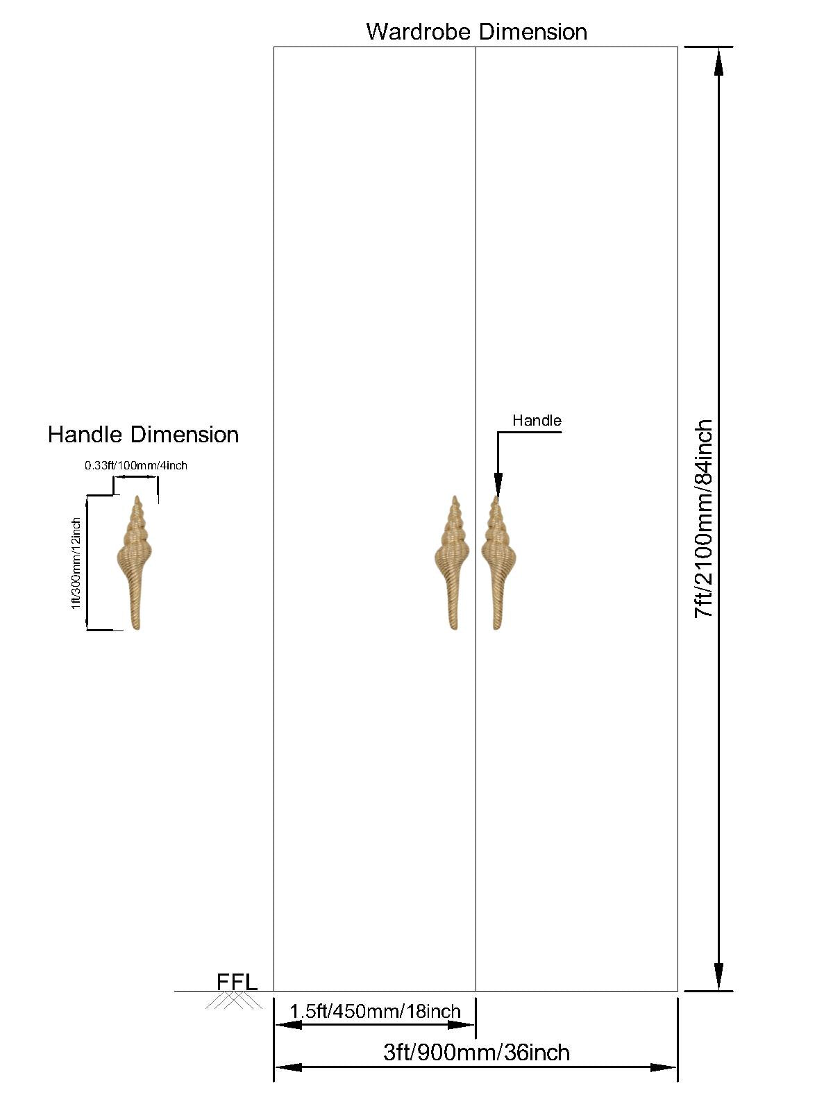 Shank Wardrobe Door Handle