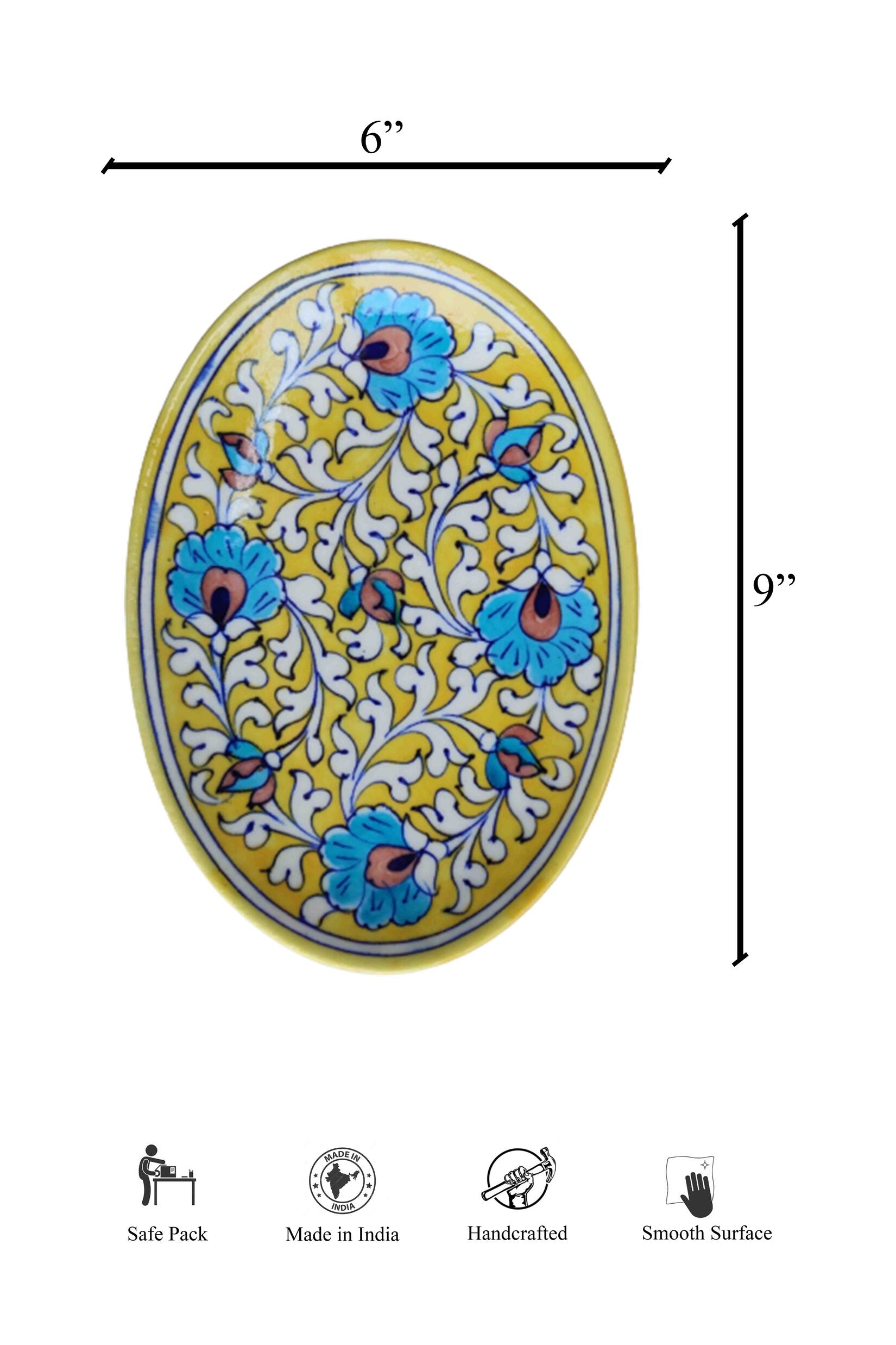 Nalini yellow Blue pottery  tray